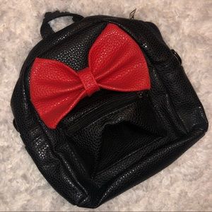 Black Mini-Backpack with Red Bow